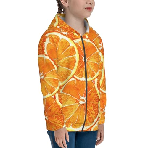 Riped Juicy Sliced Oranges3 Kids Pullover Hoodies Boys Zip Up Sweatshirts Girls Athletic Clothes with Pocket4