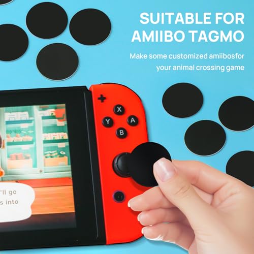 Image of 50 Pcs NFC Tags Stickers, 25mm NFC Cards with Adhesive Back, Round Rewritable NFC Coin Cards, 504 Bytes Memory Compatible with Amiibo and NFC Enabled Phones, Black