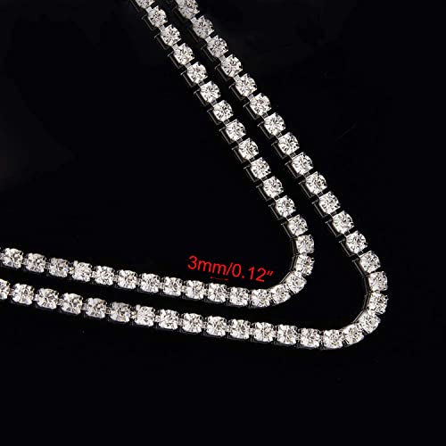 Zayi 5 Yards 3Mm Crystal Rhinestone Diamond Chain Trim, Rhinestones Clear Trimming Claw Chain For Crafts, Sewing, Diy, Jewelry, Wedding, Decoration (Ss12/3Mm, Silver) #TOP2