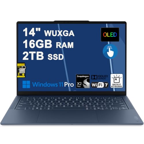 Image of Lenovo Yoga Slim 7X Laptop 14 inch WUXGA OLED Touch (100% DCI-P3, 400nits) 6-core Snapdragon X2 Plus (Up to 80 Tops) 16GB RAM 2TB SSD Backlit for Creator Designer Business Professional Win11Pro ICP Hub