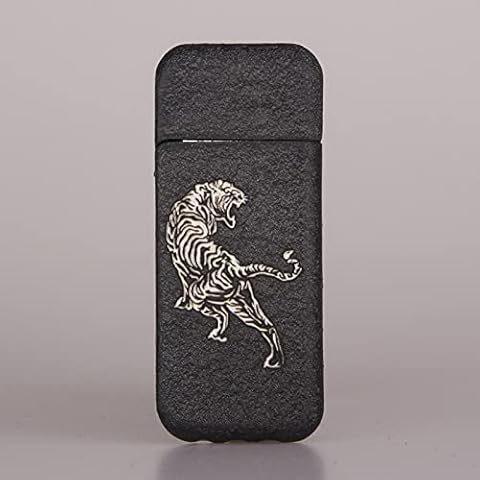 gas lighter,Butane Lighter Black Frosted Pearl Ultra-thin Grinding Wheel Open Flame Lighter Metal Cigarette Lighter tiger Cover