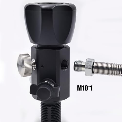 DRYHTEN DIN Ventil Füllstation Adapter 4500psi / 300bar mit 50cm Schlauch Dual Gauge für das Laden Scuba Tank Paintball PCP Airsoft Tauchen HPA Zylinder (5/8\-18UNF)