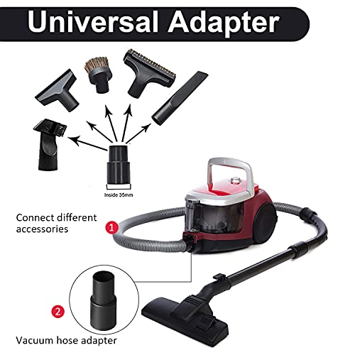 Gibtool Horse Hair Brush Vacuum Attachment, 25Mm Soft Bristles Vacuum Dust Brush Shop Vac Accessories Replacement With 1-1/4 To 1-3/8 Inch Vacuum Hose Adapter #TOP4