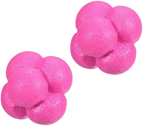 PATIKIL Bounce Reaction Balls, 2 Pack Coordination Ball Agility & Speed Reflex Training Game Sports Ball TPR High Difficulty for Baseball Soccer Softball Basketball, Pink Color