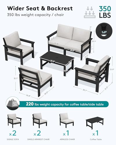 Image of SERWALL HDPE Outdoor Patio Furniture Set with Coffee Table