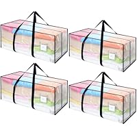 Dntorx 4 Stück 120L Aufbewahrungstasche, Heavy-Duty Weihnachtslager Transparente Umzugskartons Große mit Reißverschluss Griff Faltbar Weihnachtsbaum Tasche für Umzug Bettwäsche Kleidung Aufbewahrung