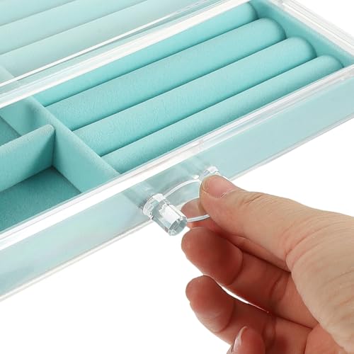Boîte à Bijoux en Acrylique Bleu à 3 Couches, Cadeau Idéal pour Ranger Colliers et Bagues