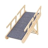 Baoblaze Wooden Pet Stair Foldable Dog Stair Stable Creative Dog Ramp Cat Ladder for High Beds Couch for Small and Older Animals, 4 Steps