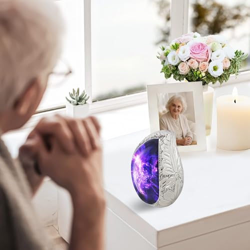 M MEILINXU Urne für Asche für Frauen und Männer, kleine Urnen für menschliche Asche, Tropfenform, dekorativer Einäscherungsbehälter, lila kosmische Galaxie, Aurora Borealis, Mini-Tropfen-Urne –