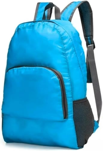 Mochila De Nylon Dobrável Impermeável Esportiva Escolar 25L (Azul)