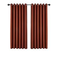 INSPIRE HOMEWARE Linen Curtains for Bedroom 66x54 Inch Drop Rust 100% Blackout eyelet Curtains Thermal Insulated Super Soft Ring Top Curtain 2 panel with Tiebacks