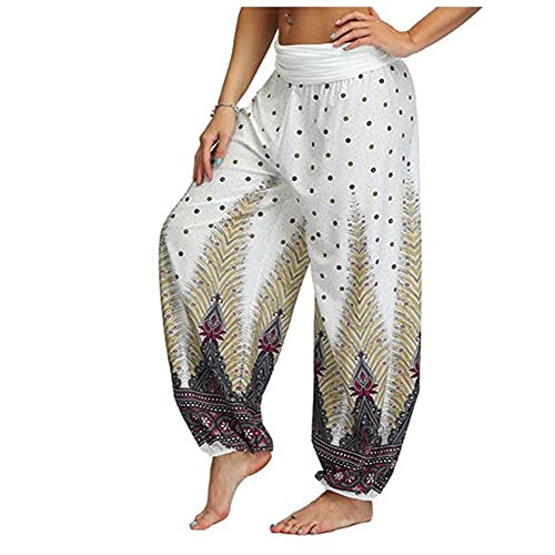 Pantalon aladdin décontracté en taille L avec coupe ample jaune - 5