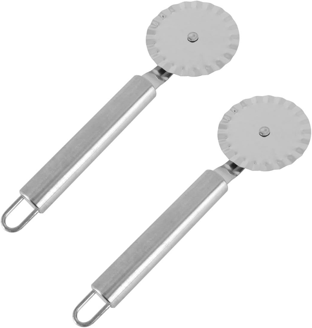 2pcs Stainless Steel Pizza Wheel Cutter Baking Tool Set