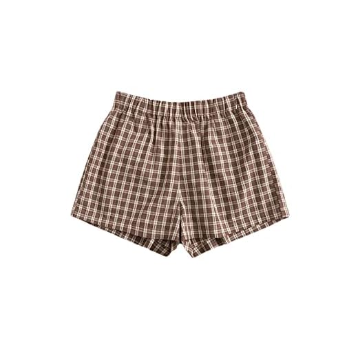 MakeMeChic Women's Elastic Waisted Plaid Shorts Lounge Pajama Shorts Multi3 S