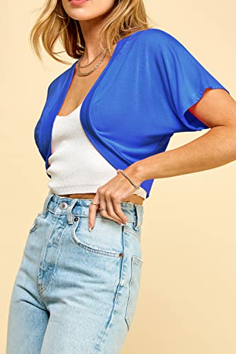 Image of Lock and Love Women's Versatile Open Front Lightweight Short Sleeve Bolero Shrug
