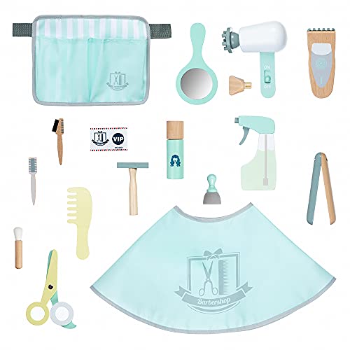 Umu Kids Hair Salon Playset, Wooden Makeup Toy Set, Hair Styling Toys For Girls, Kids Shaving Kit For Boys, Kids Barber Playset, Gifts For 3 4 5 Year Old Girls Boys (18 Pcs) #TOP3