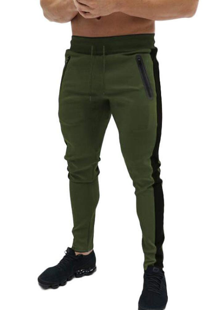 Huixin Męskie spodnie dresowe slim fit spodnie sportowe fitness spodnie rekreacyjne chłopięce spodnie dresowe w paski spodnie dresowe joggery, ZIELONY, M
