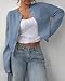 URMSPCL Cardigan Sweaters for Women Button Down Cropped Lightweight Cute Fall Fashion 2026 (Light Blue,M)