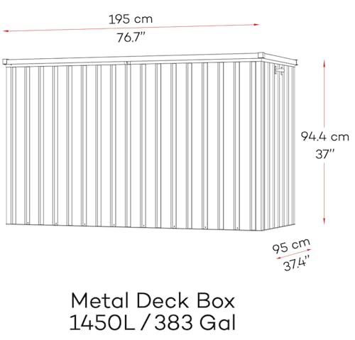 Duramax DH 1.9 (1450 L) Kissenbox aus Metall mit hydraulischer Gasdruckfeder und Vorhängeschlossöse, Terrassenbox und Gartenmöbelaufbewahrung für den Außenbereich, Anthrazit