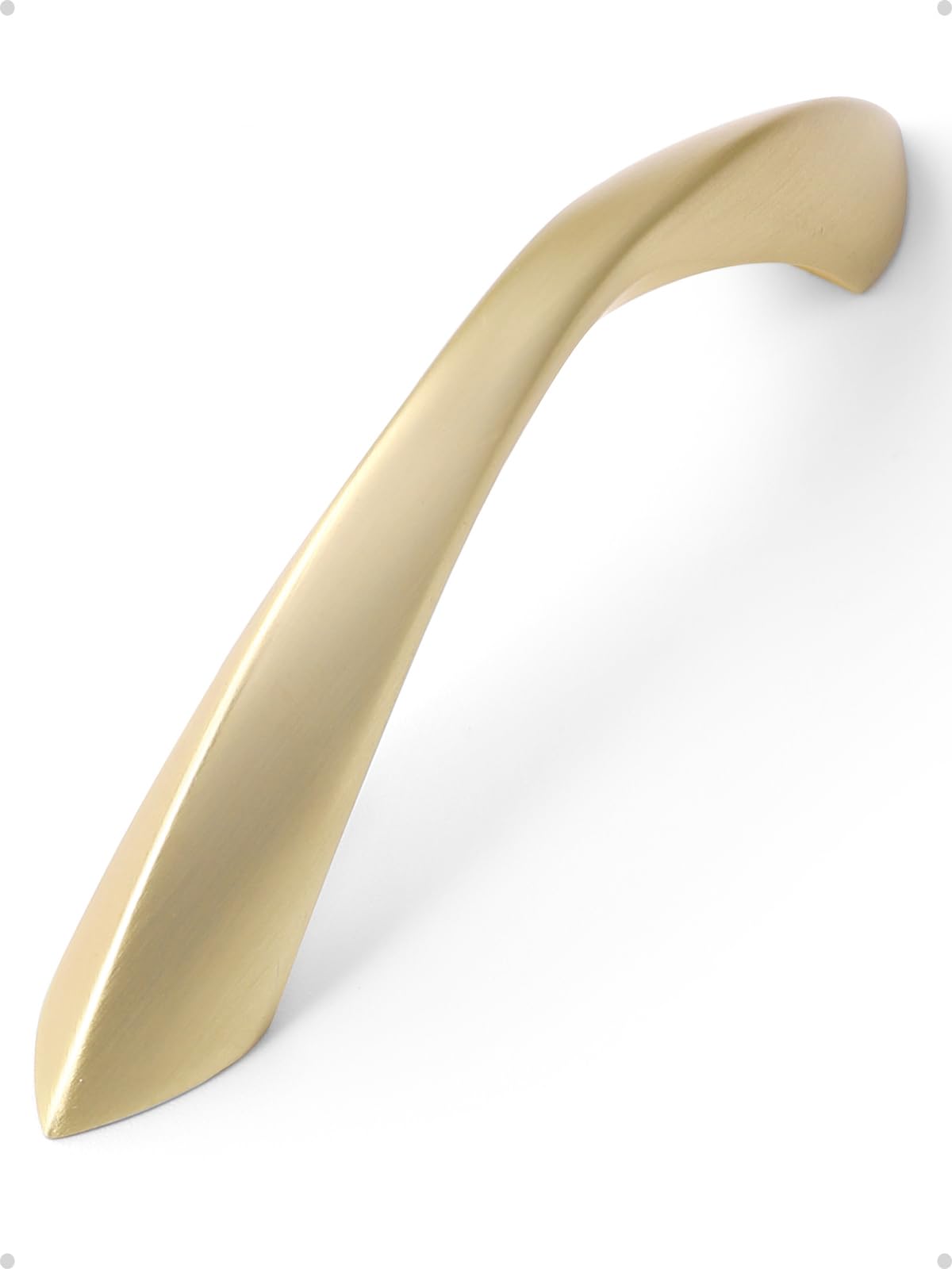 Brushed Gold Cabinet Pulls 3 Inch Arch Twisted Brass Handles Drawer Kitchen Cupboard Bathroom Dresser Cabinet Hardware Zinc Alloy 20 Pack