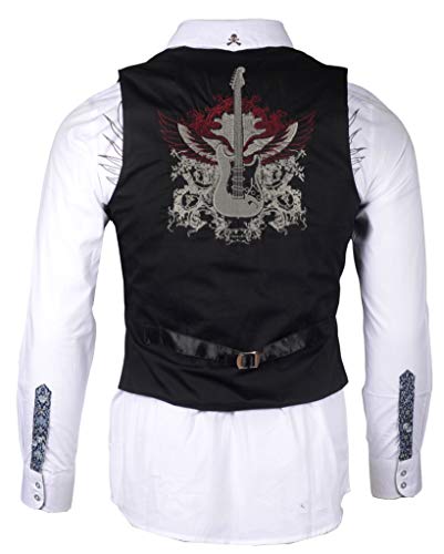 Rock Roll n Soul Men's Rock Shop Embroidered Guitar Wings Design Button-Up Vest2