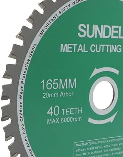 SUNDELY® Carbide Tipped TCT Circular Saw Blade Cutting Disc Wheel 165 mm X 20 mm X 40T (6.5" X 0.78") for Metal Steel Sheet Trimmer Cutter Multipurpose