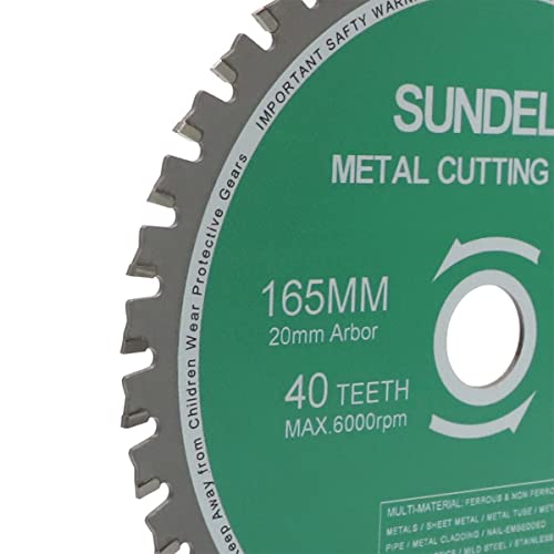 SUNDELY® Carbide Tipped TCT Circular Saw Blade Cutting Disc Wheel 165 mm X 20 mm X 40T (6.5" X 0.78") for Metal Steel Sheet Trimmer Cutter Multipurpose - Image 2