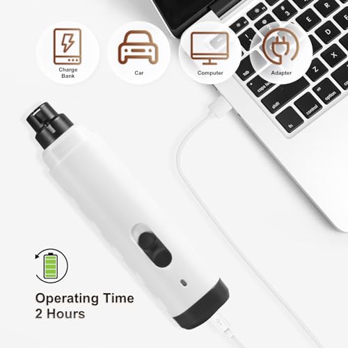 kailund Moedor de unhas silencioso para cães grandes, recarregável de 2 velocidades, com 3 portas de