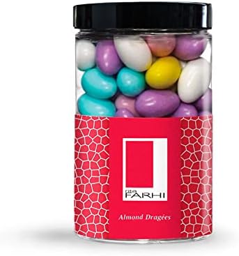 Rita Farhi Assorted Colours Sugared Almond Dragees in a Gift Jar - 350 g - Sugar Almonds Sweets