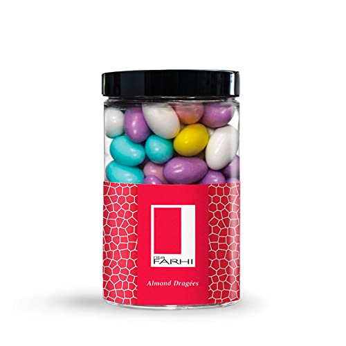 Rita Farhi Assorted Colours Sugared Almond Dragees in a Gift Jar - 350 g - Sugar Almonds Sweets