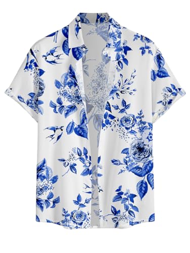 Image of DRESSFO Matchable Couples' Outfit Tropical Flower Leaf Print Button-up Shirt Or Strappy Dress