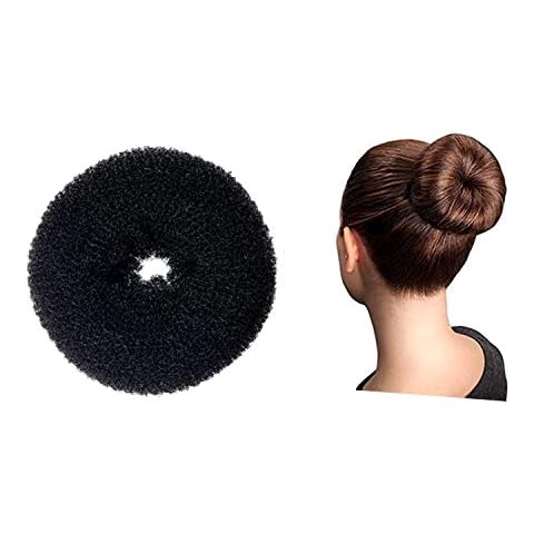 JIAHAO 1 Pcs Extra Large Size Hair Bun Donut Maker, Ring Style Bun, Women Chignon Donut Buns Doughnut Shaper Hair Bun maker (For Thick and Long Hair)5.5 in, (X-Black) Cover