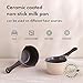Neoflam 1qt Saucepan Butter Warmer Milk Boiling|Melting Pot, Ecolon Healthy Ceramic Nonstick Coating PFOA-free, 2 Pour Spouts, Dishwasher Safe, Ivory