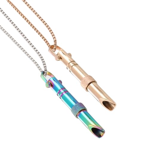 TJUSPIRIT Stressabbau Halskette Meditations Atemkette Edelstahl Hoki Halskette Zur Druckentlastung Reduziert Angstzustände Damen Herren Entspannung Spirituelle Geschenkideen(Rosegold+Bunt)