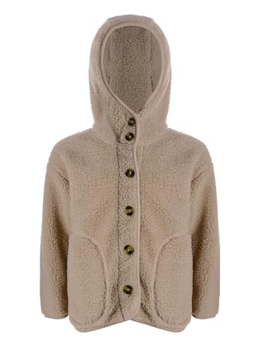 ACSUSS Kids Boys Polar Fleece Long Sleeve Jacket Sherpa Warm Casual Outerwear Little Girls Hooded Button Coat