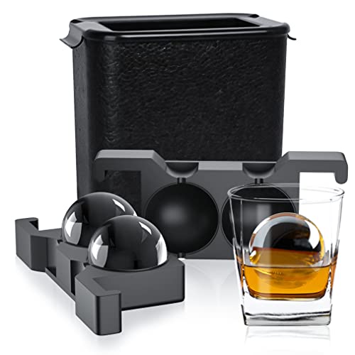 Tinana Clear Ice Ball Maker, 2.5” Crystal Clear Ice Cube Tray Make 2 Large Sphere Ice Balls