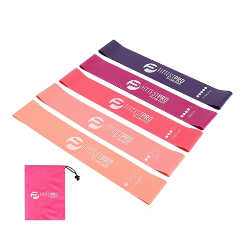 Limm Resistance Loop Exercise Bands - Set of 5 Stretch Bands for Working Out with Instruction Guide & Carry Bag - Elastic Band for Home Workout & Physical Therapy for Women and Men 12' x 2'