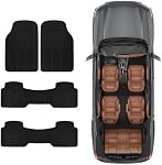 BDK 3-Row ProLiner Véhicules utilitaires lourds d'origine 4pc Avant & Tapis de sol en caoutchouc arrière pour voiture SUV Van (Fits) 3rd Véhicules de ligne) - All Weather Protection Universal Fit (Noir)