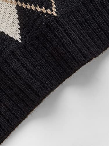 SweatyRocks Women's Plaid Geo Sleeveless V Neck Knit Crop Top Sweater Vest4