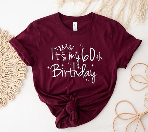 It's My 60th Birthday Shirt, It's My Birthday Tee, 60th Birthday Crew Shirt for Woman, Birthday Party Shirts, Custom Birthday Group Shirts,3