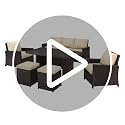 Image of DEVOKO Patio 7 Seater Sofa Set Outdoor Furniture Sectional All-Weather Wicker Rattan Sofa, Garden, Lawn, Pool, Backyard, Waterproof (Dark Brown & Cream)