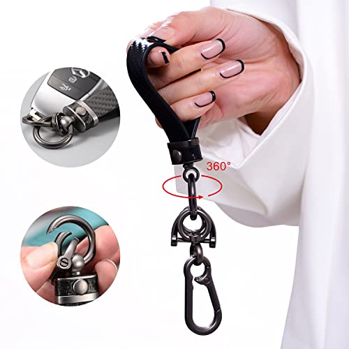 Pickbeau Car Keychain Universal Key Chain, Male And Female Carbon Fiber Key Chain With Anti Loss D-Ring, 3 Key Rings Black. (Black) #TOP3