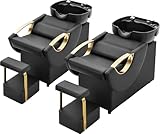 Seogwisam Shampoo Bowl and Chair Set for Salon 2PCS, Backwash Barber Chair,ABS Plastic Shampoo Bowl Sink Unit w/Independent Footrest for Beauty Spa Barbershop