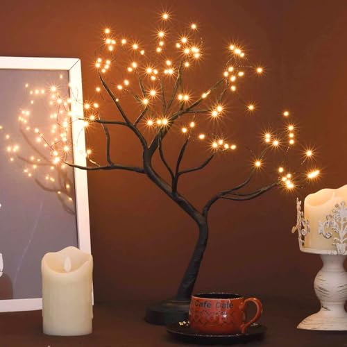 108 LED Tabletop Tree Light, 20 Inch Lighted Artificial Bonsai Twinkle Tree Lamp with with...