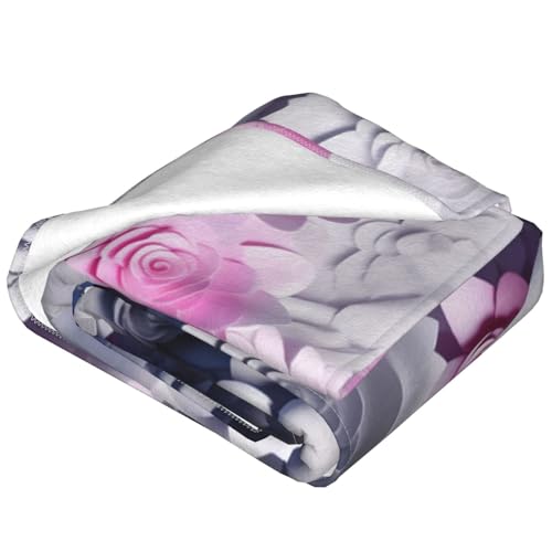 Couverture polaire douce contre le froid imprimé fleurs 3D - 5