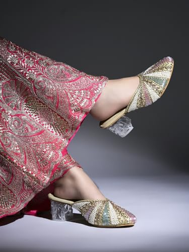 Image of HVNLY Women's Heels | Luxury Party High Heel Sandals | Stylish Block Heels for Wedding & Evening Footwear