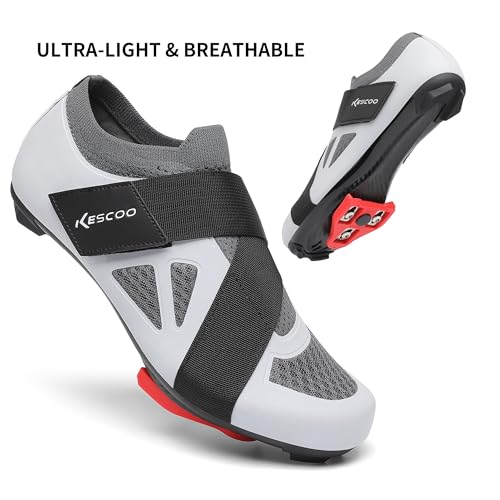Image of KESCOO Unisex Cycling Shoes Compatible with Peloton Bike & SPD Indoor Outdoor Road Bike Cycling Shoe for Men Women, 1 Hook and Loop Strap, with Delta Cleats