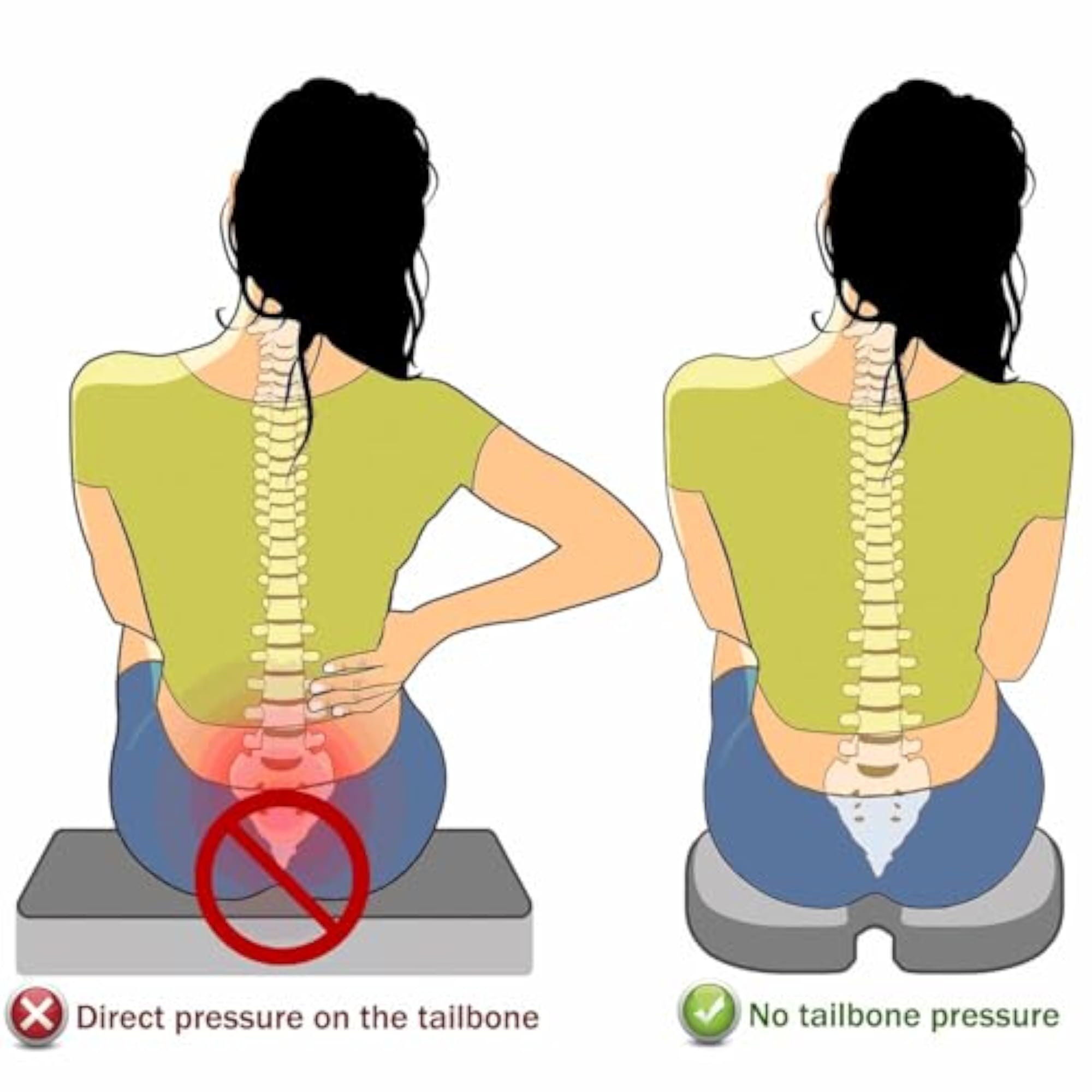 Memory Foam Coccyx Cushion for Lower Back Support