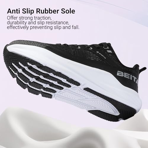 Image of Beita Women's Width Toe Box Walking Shoes｜Wedge Running Athletic Tennis Shoes with Rubber Outsole｜Fashion Platform Sneakers Non-Slip Thick Anti Slip Breathable Cushion Leisure Work