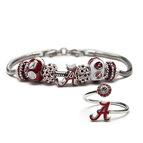 Stone Armory Ultimate Crimson Tide Fan Ring and Bracelet Set | Officially Licensed University of Alabama Jewelry | Bama Jewelry | Alabama Roll Tide Gifts |